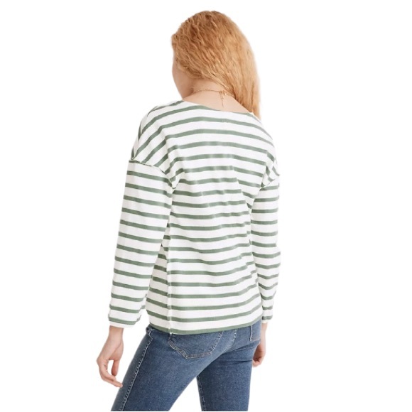 Madewell Luxe Long-Sleeve Tee in Falon Stripe Oversize Sweater - Size XS - Picture 3 of 13